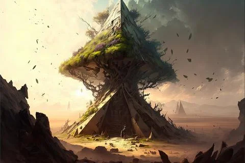 A Pyramid In A Savannah Stock Illustration