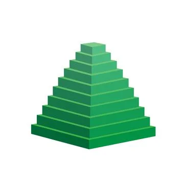 Pyramid scheme 10 ten steps. vector hierarchy level chart graph, green diagram Stock Illustration