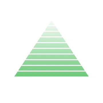 Pyramid scheme 10 ten steps. vector hierarchy level chart graph, green diagram Stock Illustration