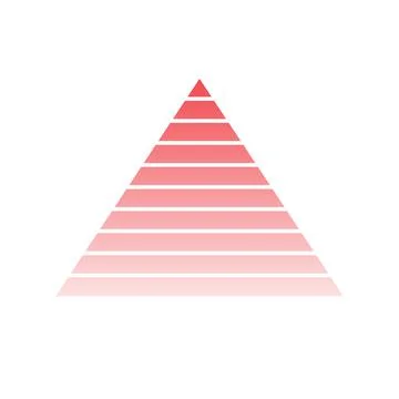 Pyramid scheme 10 ten steps. vector hierarchy level chart graph, red diagram Stock Illustration