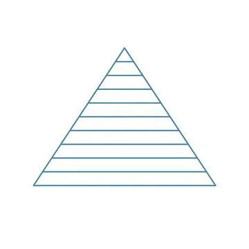 Pyramid scheme 10 ten steps. vector hierarchy level chart graph, blue diagram Stock Illustration