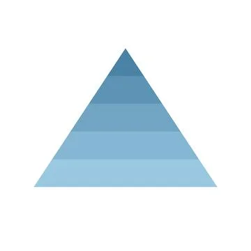 Pyramid scheme 5 five steps. vector hierarchy level chart graph, blue diagram Stock Illustration