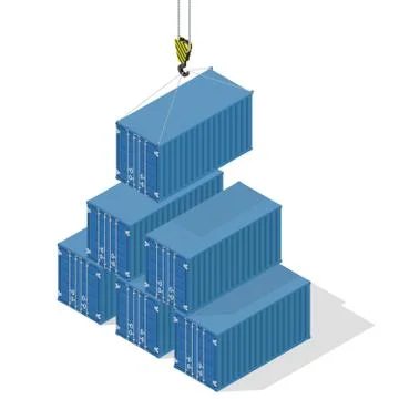 Pyramid of sea containers. Stock Illustration