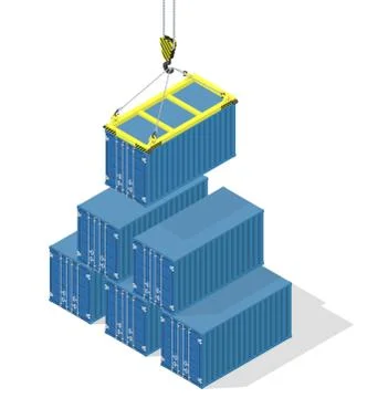 Pyramid of sea containers Stock Illustration