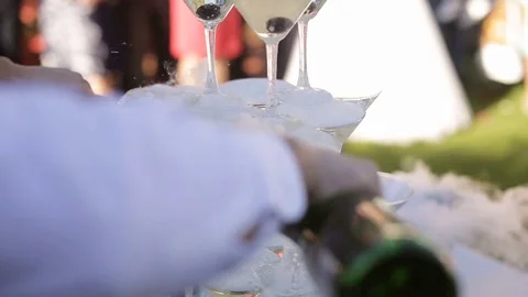 Pyramid of сhampagne Stock Footage 74056908