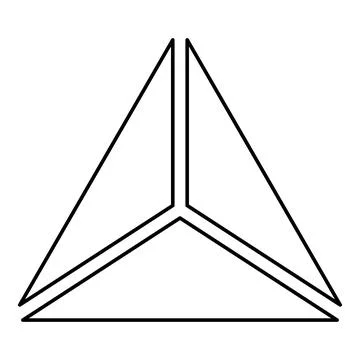 Pyramid shape triangle view from above Sacred geometry contour outline line.. Stock Illustration