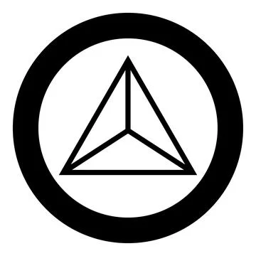 Pyramid shape triangle view from above Sacred geometry icon in circle round.. Stock Illustration