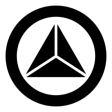 Pyramid shape triangle view from above Sacred geometry icon in circle round.. 스톡 일러스트