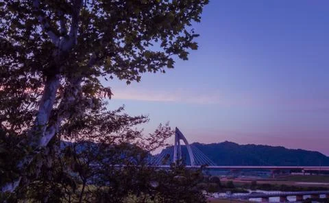 Pyramid shaped bridge tower Stock Photos