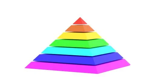 Pyramid square chart rainbow color 3d illustration Stock Illustration