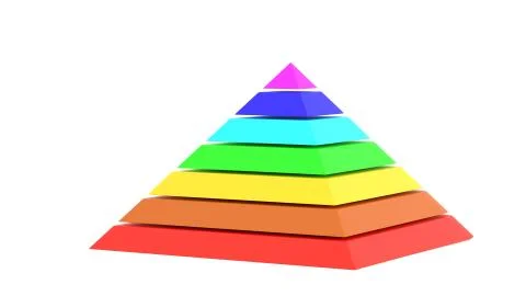 Pyramid square chart rainbow color 3d illustration Stock Illustration