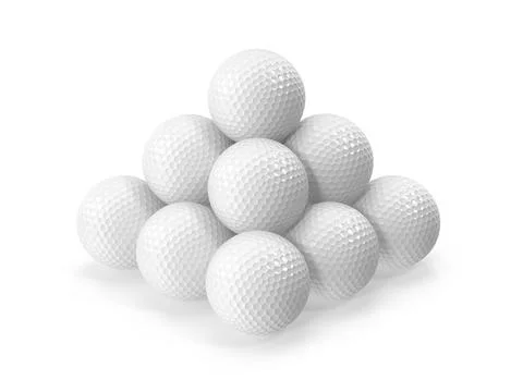 Pyramid Stack of White Golf Balls Stock Illustration