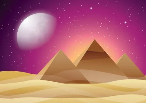 Pyramid at the starry night Stock Illustration