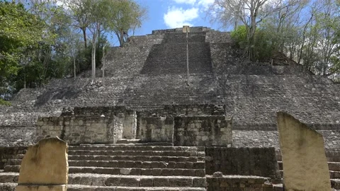 Pyramid (Structure I) of the Calakmul Mayan Ruins. Campeche, Mexico Stock Footage 144485129