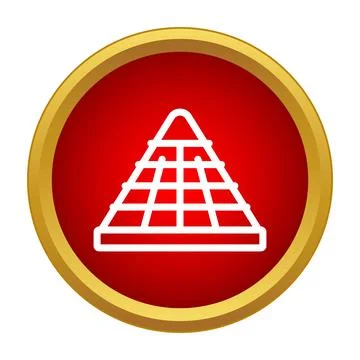 Pyramid structure icon on a red gold button Stock Illustration