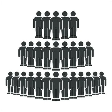 Pyramid Structure of People Silhouettes in Layers Illustrazione stock