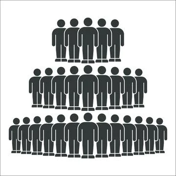 Pyramid Structure of People Silhouettes in Layers Stock Illustration