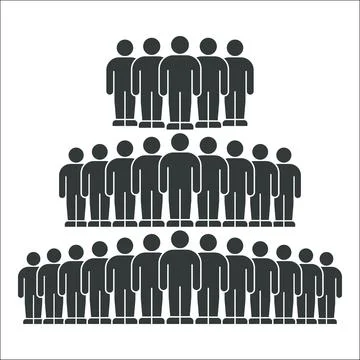 Pyramid Structure of People Silhouettes in Layers Stock Illustration