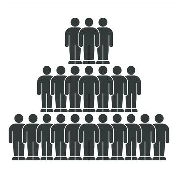 Pyramid Structure of People Silhouettes in Layers Stock Illustration