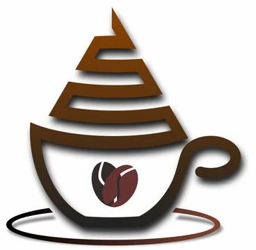 Pyramid-Style Coffee Cup Icon, Modern Vector Logo Design.EPS-JPG Stock Illustration