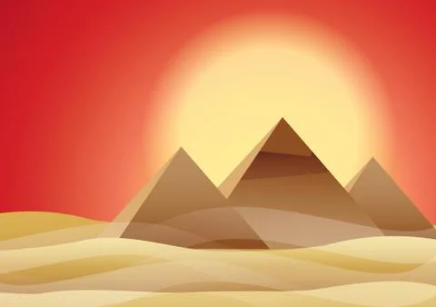 Pyramid at sunset Stock Illustration