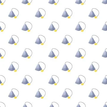 Pyramid tea bag pattern repeated white background Illustrazione stock