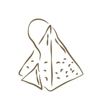 A Pyramid Tea Bag With A String And Tag Hand Drawn Vector Illustration Illustrazione stock