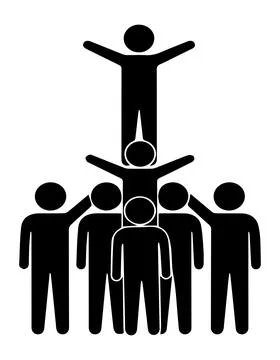 The Pyramid Team: Foundation to Peak Teamwork Pyramid From Base to Leader C.. Stock Illustration