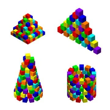 Pyramid from toy building blocks set. Vector colorful illustration.Isometric. Иллюстрация