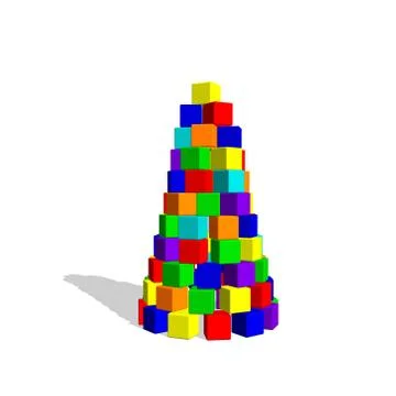 Pyramid from toy building blocks. Vector colorful illustration.Front view. Stock Illustration