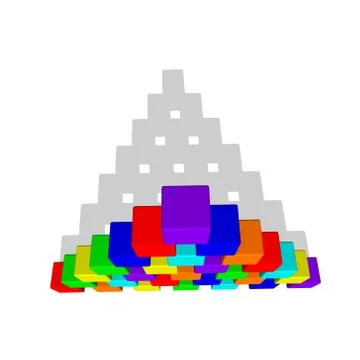 Pyramid from toy building blocks. Vector colorful illustration.Top view. Stock Illustration
