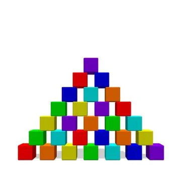 Pyramid from toy building blocks. Vector colorful illustration.Front view. イラスト素材
