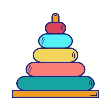 Pyramid Toy Icon Flat Design Vector Stock Illustration