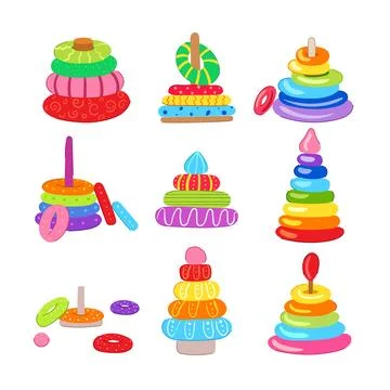 Pyramid toy set cartoon vector illustration Stock Illustration