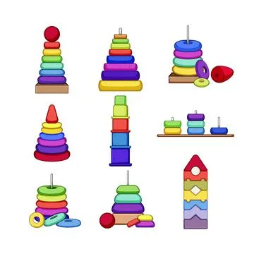 Pyramid toy set cartoon vector illustration Stock Illustration
