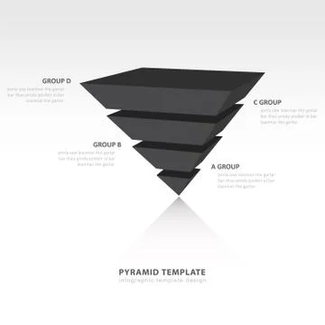 Pyramid upside down infographic template black color balance Stock Illustration
