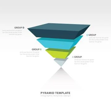 Pyramid upside down infographic template 4 color Stock Illustration