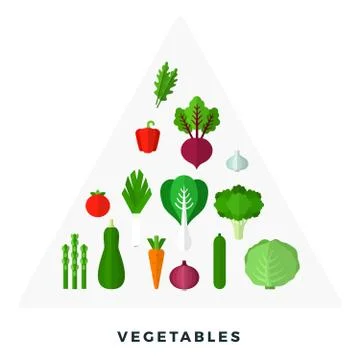 Pyramid of vegetables vector flat isolated Stock Illustration