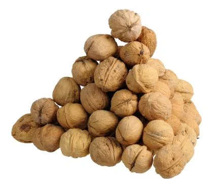 Pyramid of walnuts Stock Photos
