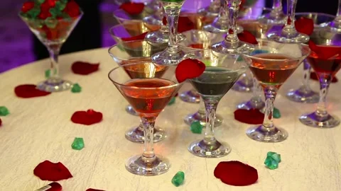 The pyramid of wine glasses Stock Footage 99051251