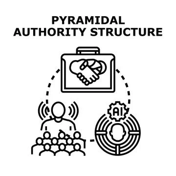 Pyramidal authority structure with ai leadership and team influence Stock-Illustration