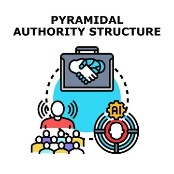 Pyramidal authority structure with ai leadership and team influence Stock Illustration