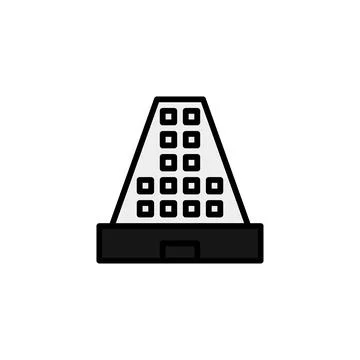 Pyramidal facade building with modern design and geometrical patterns and s.. Stock Illustration