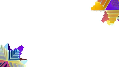 Pyramidal triangular structures of different colors rotate at the corners of a Stock Footage 127905978