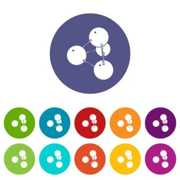 Pyramide molecule icons set vector color Stock Illustration