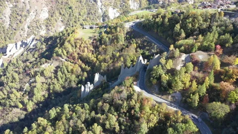 The Pyramides d'Euseigne, Euseigne, Canton of Valais, Switzerland, Europe. 4K Stock Footage 141318163