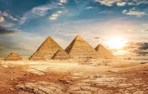 Pyramids and sky Stock Photos