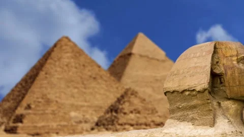 Pyramids And Sphinx from Giza Valley Parallax Animation Stock Footage 344421857