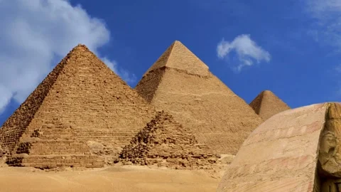 Pyramids And Sphinx from Giza Valley Parallax Animation Stock Footage 344421940