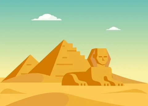 Pyramids And Sphynx Stock Illustration